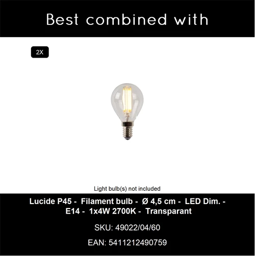 Lucide OVALIS - Applique murale - 2xE14 - Or Mat / Laiton - CROSSSELL